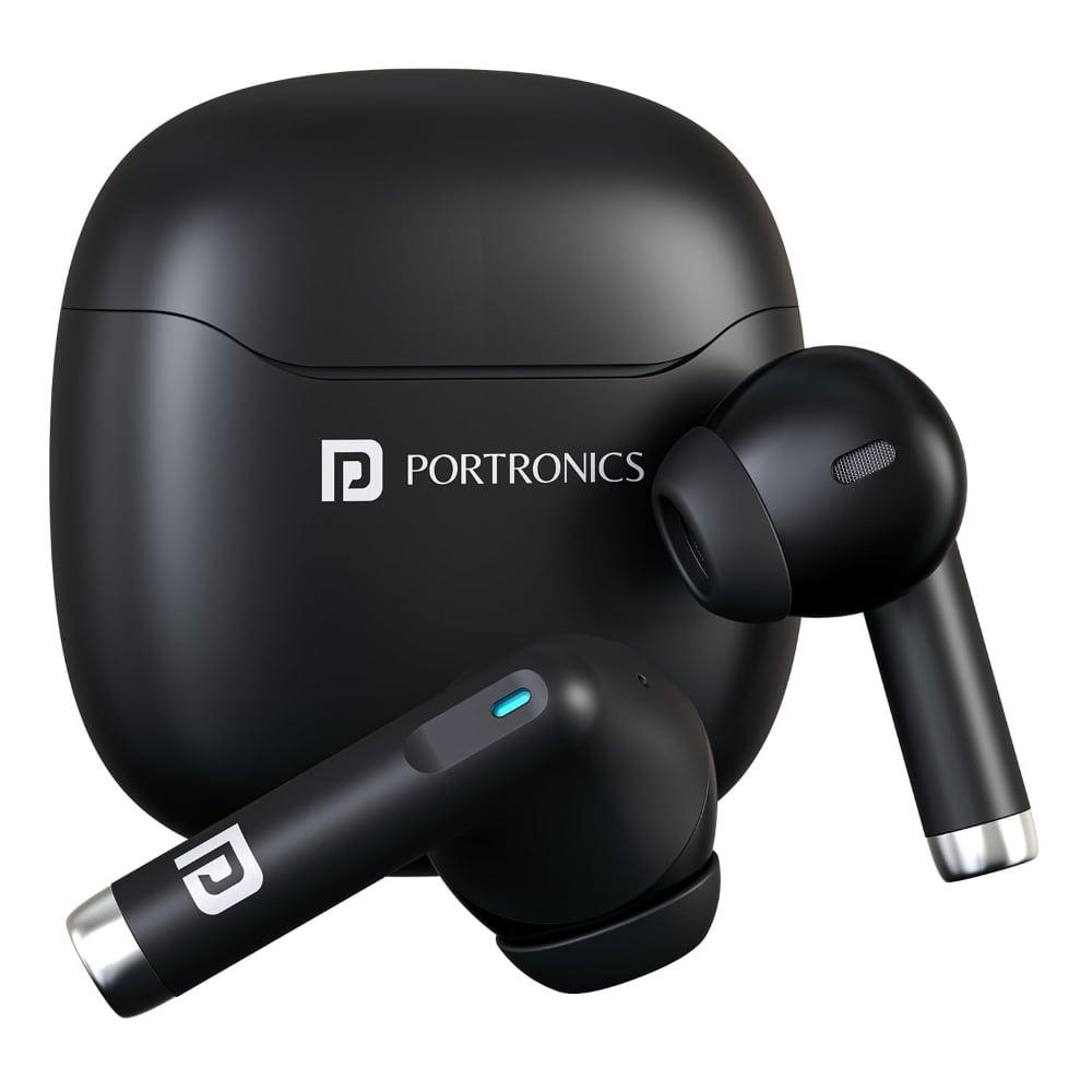 Portronics Twins S18 Pro In Ear TWS Earbuds with 30 Hours Playtime, in Built HD Mic, Game/Music Mode, 13 mm Dynamic Driver, Low Latency, Touch Control, Type C Fast Charging, Light Weight, Comfy Fit (Black) - POR 2841