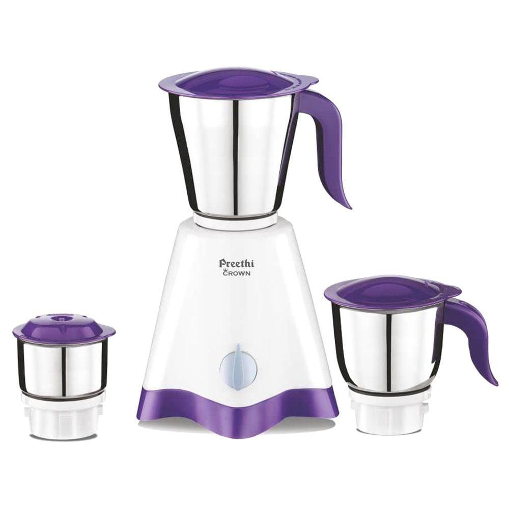 Preethi Crown MG-205 500-watt Mixer Grinder with 3 Jars, Shock proof ABS body, Heat sensitive cutoff for protection