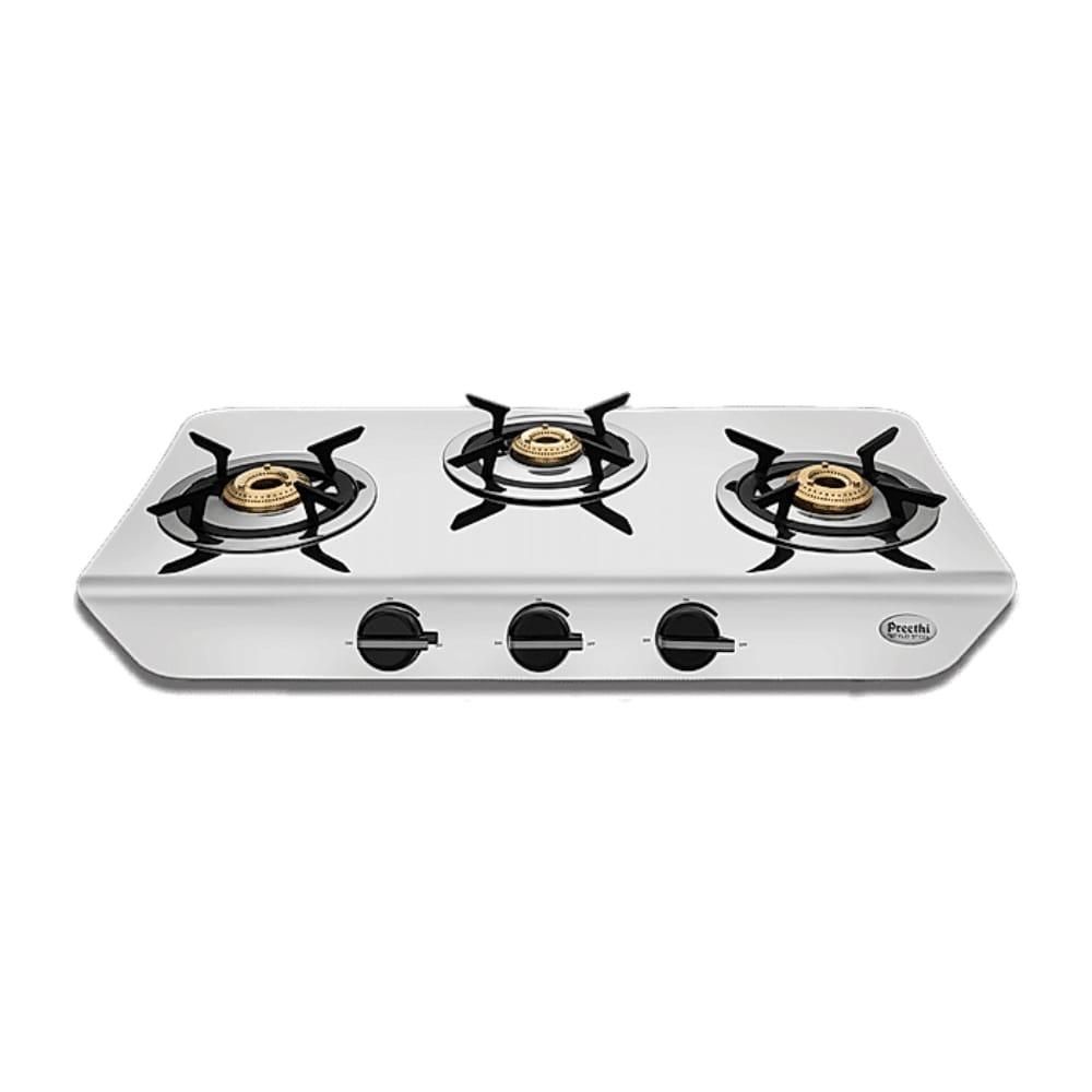 Preethi Stylo Steel 3 Burner Cooktop