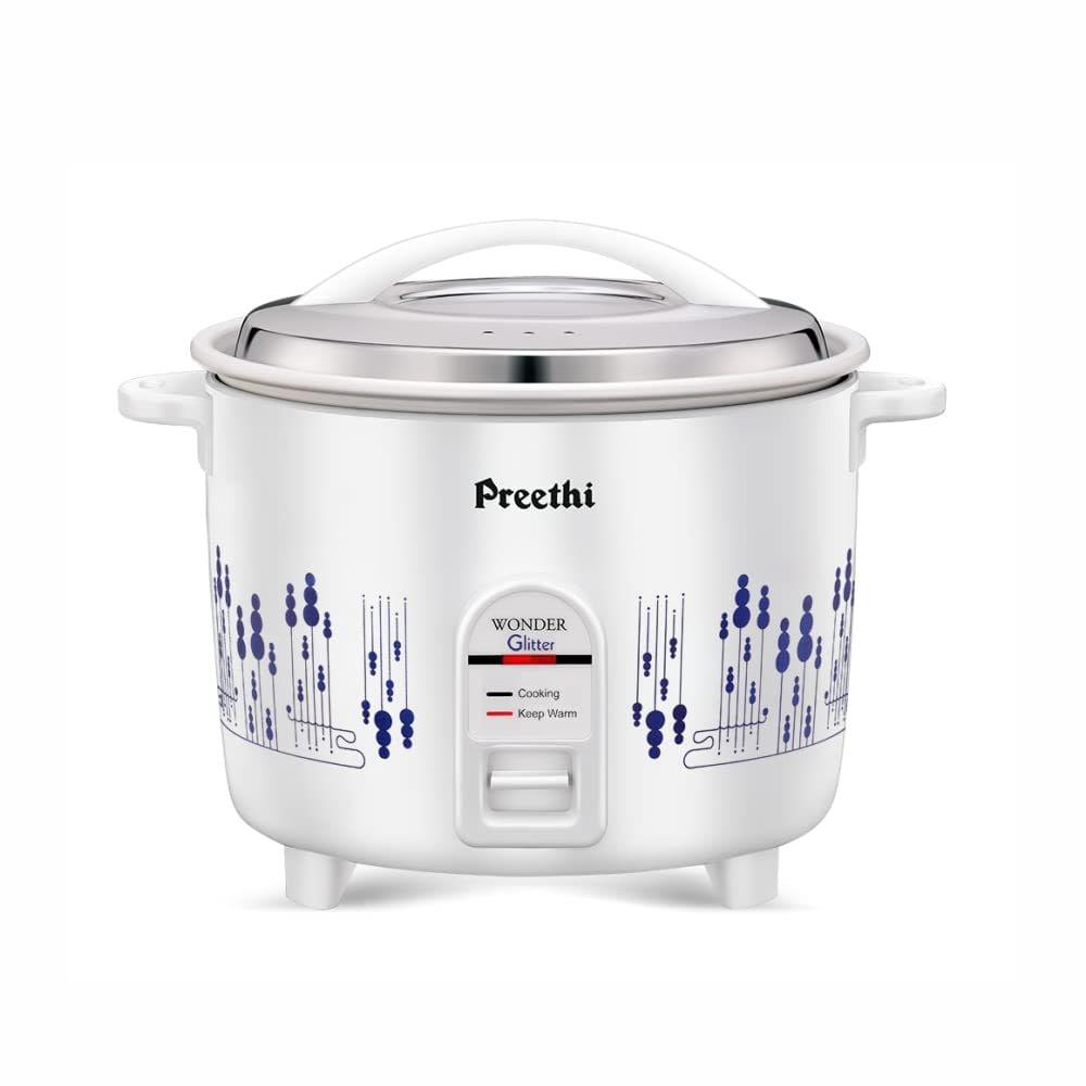Preethi Glitter 1.8 litres Electric Rice Cooker with Rust Proof Body & Anodized Aluminium Pan