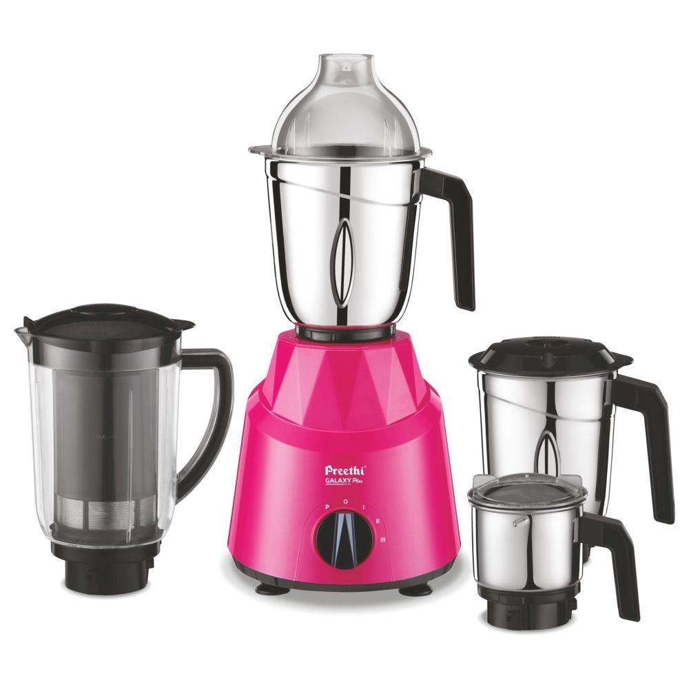Preethi Galaxy Plus 750 Watt Mixer Grinder with 4 Stainless Steel Jar, Pink