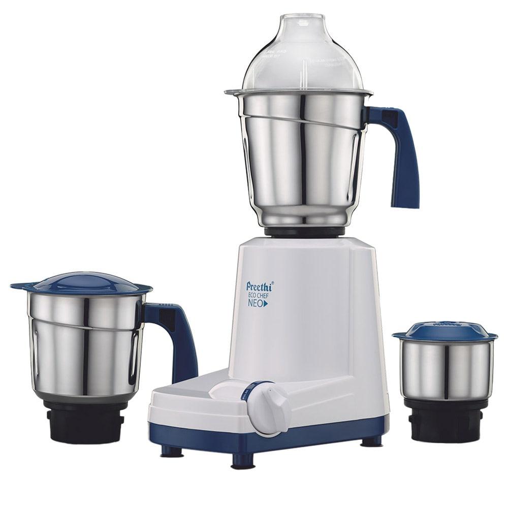 Preethi Eco Chef Neo 500W 3 Jars Mixer Grinder, 3 Speed Switch, White