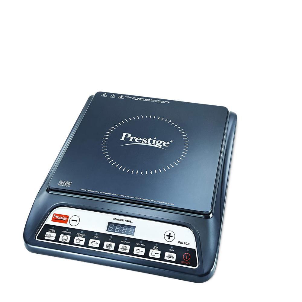 Prestige PIC 20.0 1600 Watts Induction Cooktop, Anti-Magnetic Wall, Two Heat Sensors, Black