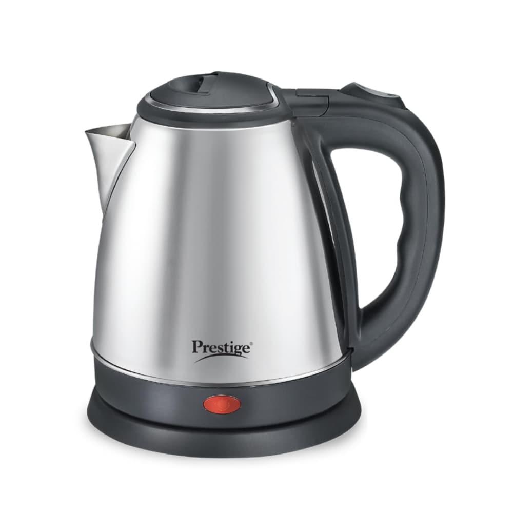 Prestige PKOSS 1.5 L 1500 W Stainless Steel Electric Kettle, Single-Touch Lid Locking, 360 Degree Swivel Base, Silver