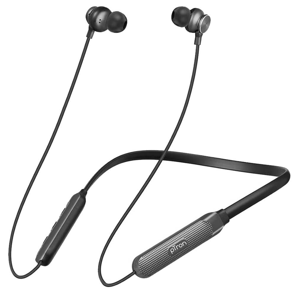 pTron InTunes Classic Bluetooth 5.2 Wireless Neckband Earphones with 24Hrs Playback Time, Made in India, Hi-Fi Stereo Audio, Deep Bass, Type-C Fast Charging, Voice Assistant, IPX4 & In-line Music & Call Controls, 6 months warranty (Black/Grey)