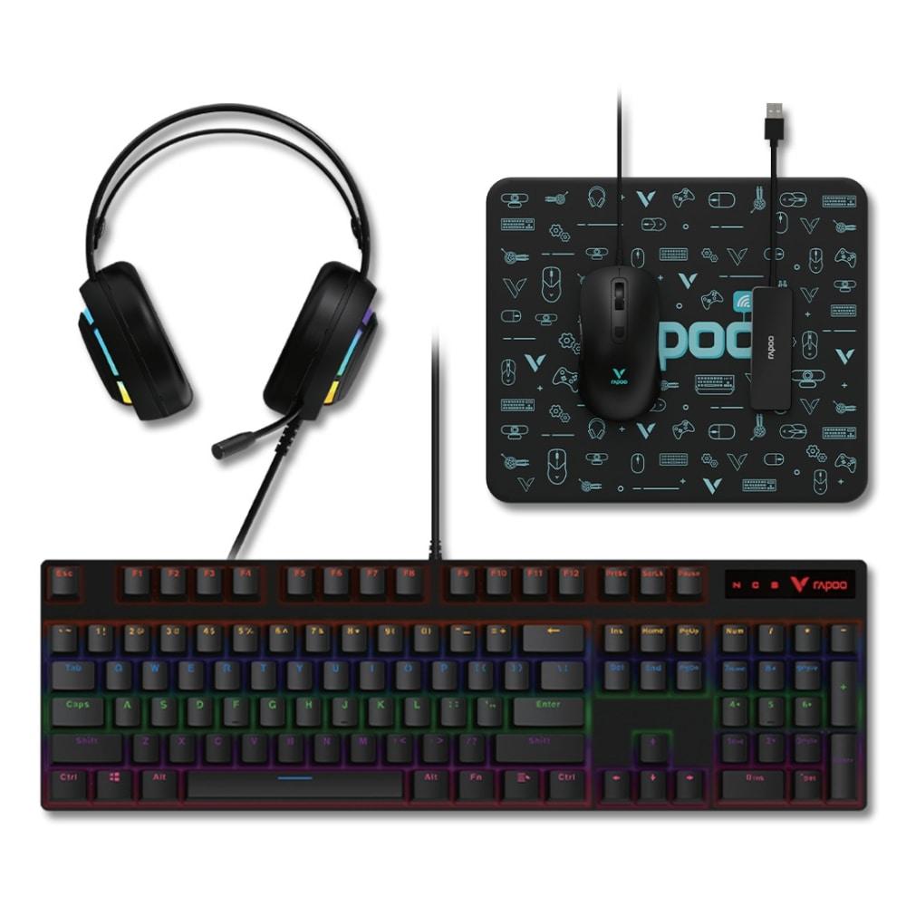 Rapoo V155S 5-in-1 Gaming Wired Keyboard and Mouse, Mousepad, Headset and USB Hub Combo