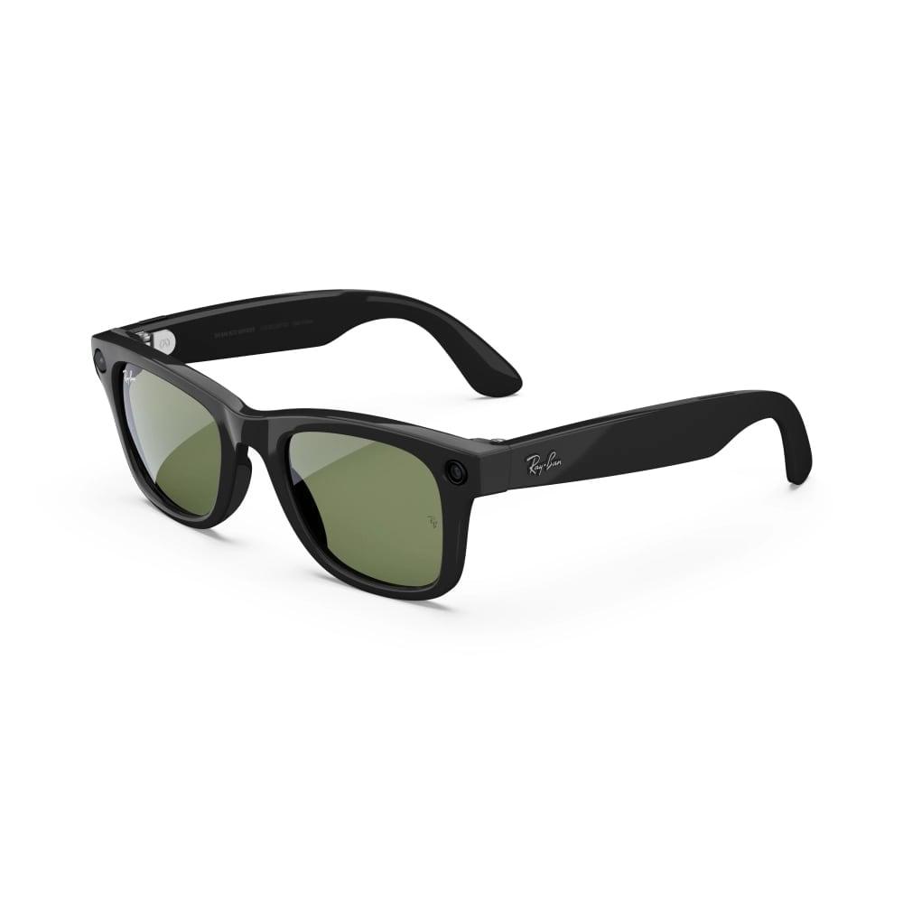 Ray-Ban Meta Wayfarer (Gen 1) with Meta AI, photo and video capture - Large Shiny Black, Green lenses