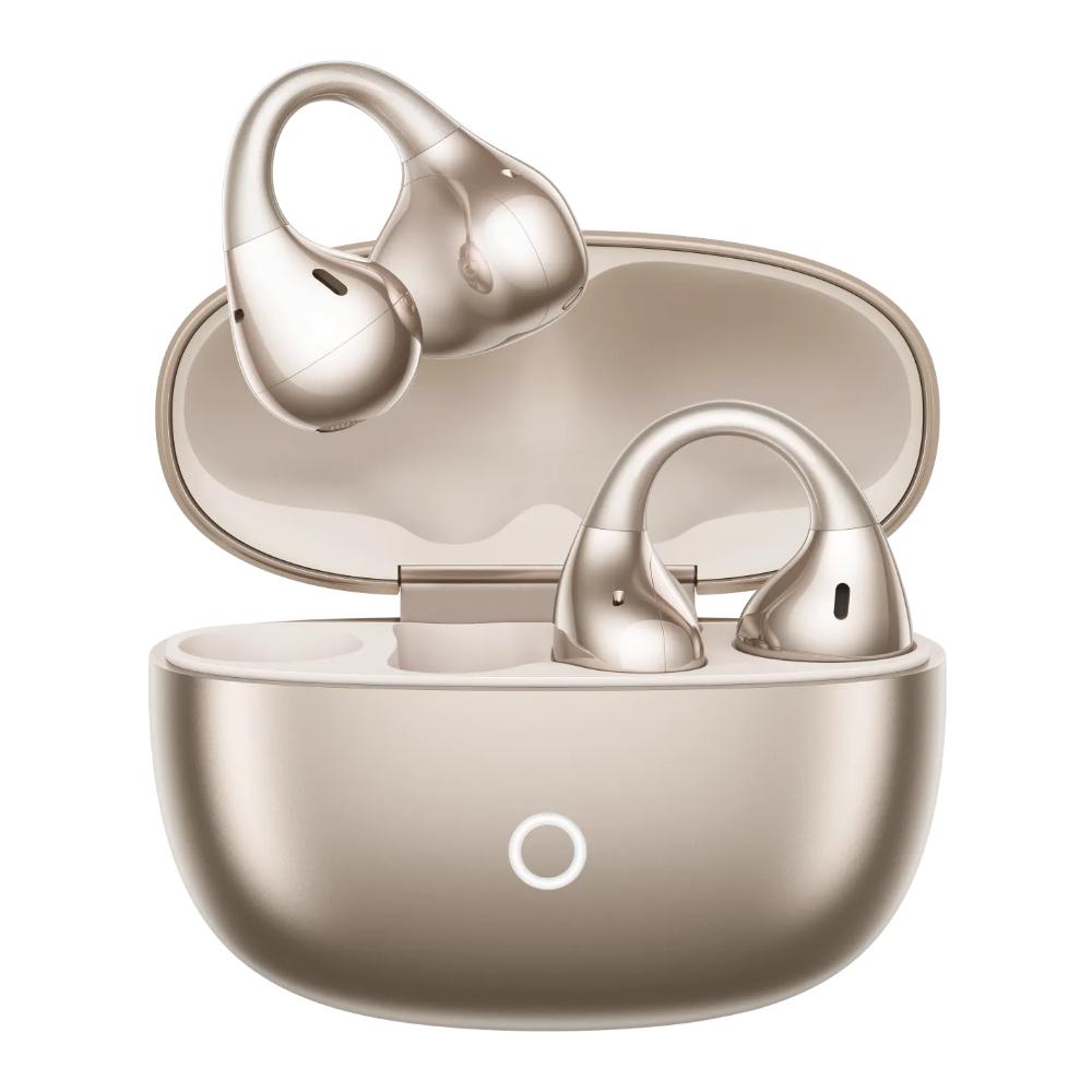 realme Buds Clip Open-Ear Wireless Earbuds with 11 mm Dual Magnet Drivers, 3D Spatial Audio, 36 H Playtime, AI ENC, IP55 Rating and 45 ms Low Latency (Titanium Gold)