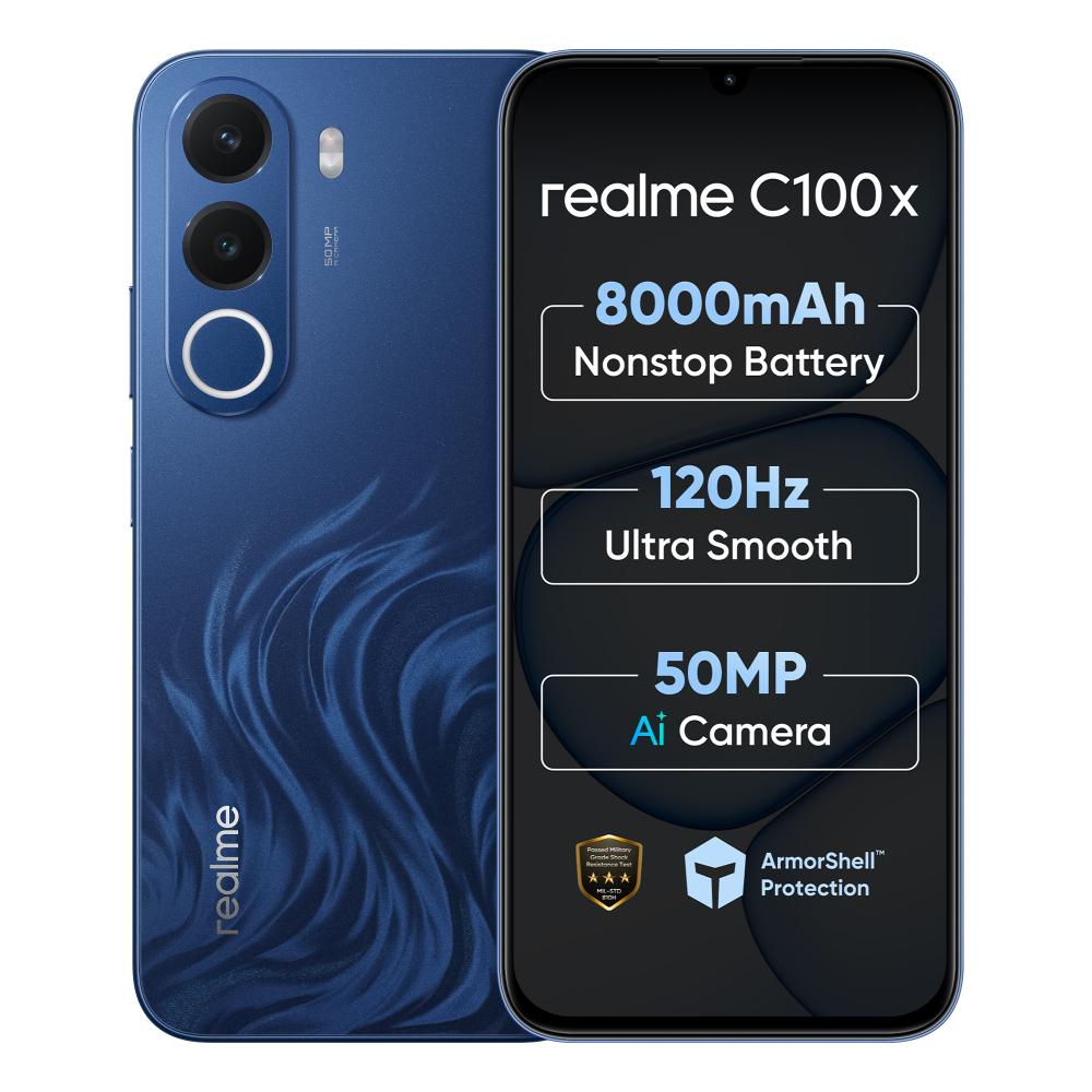 Realme C100X 4G 64 GB, 4 GB RAM, Deepblue Tides, Mobile Phone