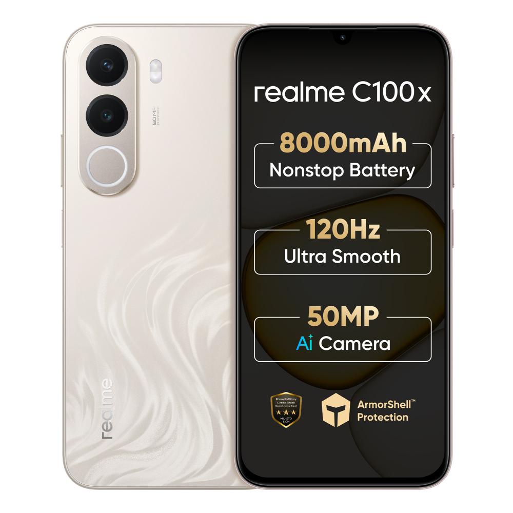 Realme C100X 4G 64 GB, 4 GB RAM, Golden Coast, Mobile Phone