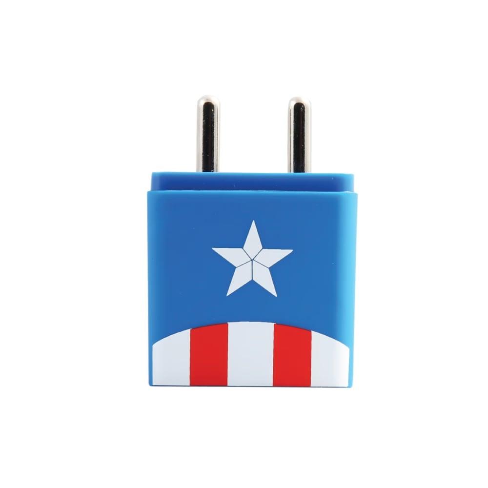 Reconnect Marvel Captain America 2 USB ports 10 Watts Wall Charger, charged to 80 Percent in just 35 minutes, Supports Output 5V/2A, Scratch resistant, Quick charge, single USB output, Protection from Short Circuit, Over Voltage & Over Current