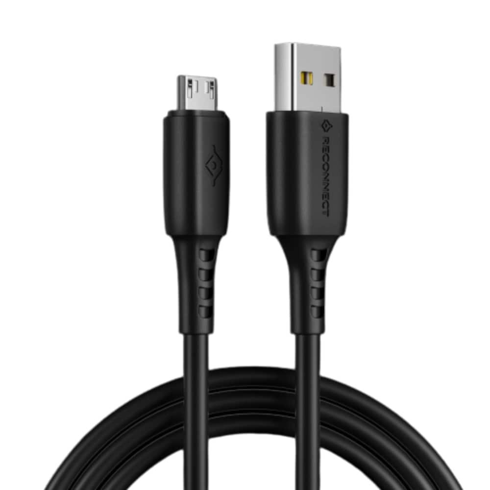 Reconnect RAMCG1006 Micro USB Cable, 2.4 A Fast charging, 100 cm (1 m length), 480 MBPS Data Sync, Compatible with smartphones, tablets, cameras, Sturdy Design with Superior Copper Conductor, Black