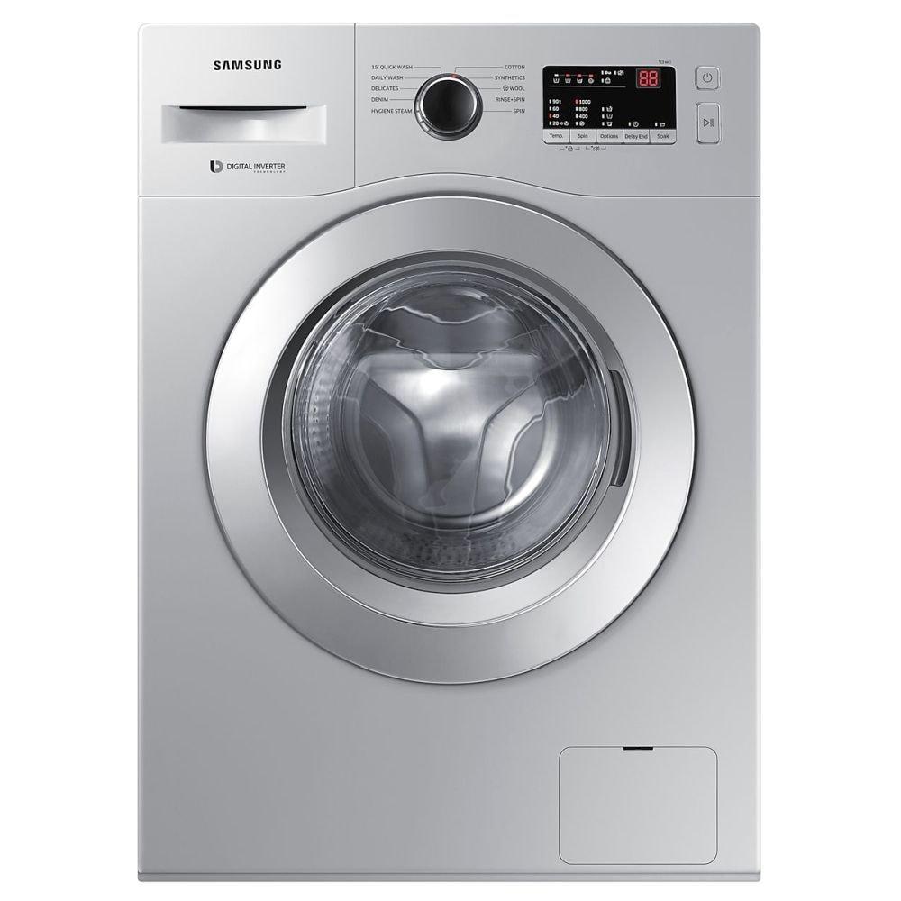 Samsung 6.0 Kg Inverter 5 Star Hygiene Steam Fully-Automatic Front Loading Washing Machine (WW60R20GLSS/TL, Silver, In-built Heater)