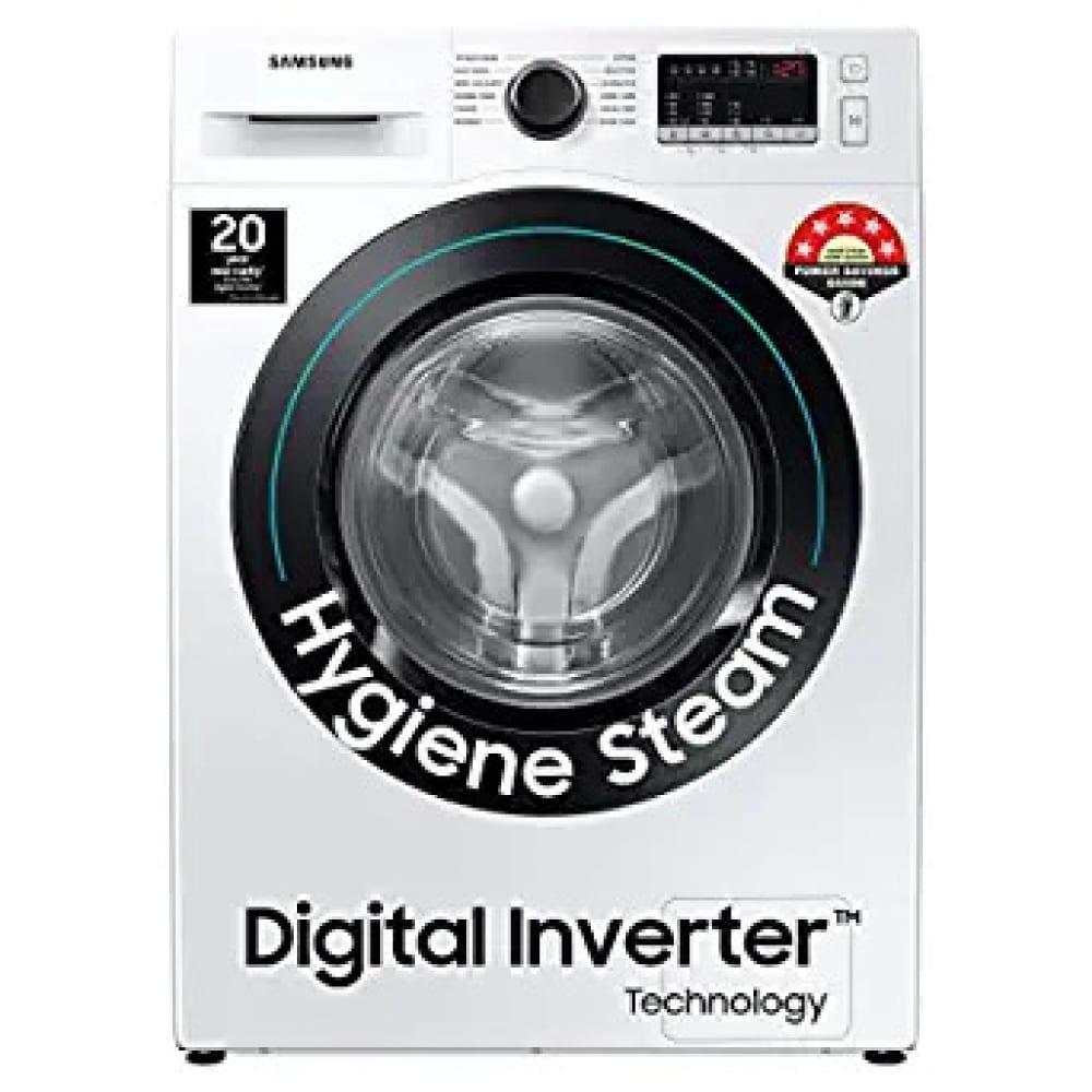 Samsung 8 Kg 5 Star Inverter with Hygiene Steam Fully-Automatic Front Loading Washing Machine (WW80T4040CE1TL, White, In-built Heater)