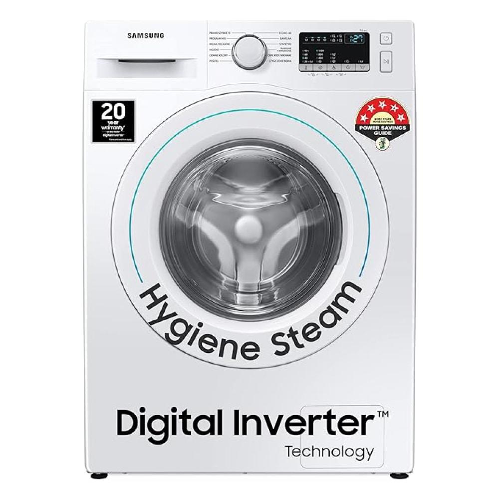 Samsung 7 Kg 5 Star with Hygiene Steam and Digital Inverter Fully-Automatic Front Loading Washing Machine (WW70T4020EE1TL, White, In-built Heater)