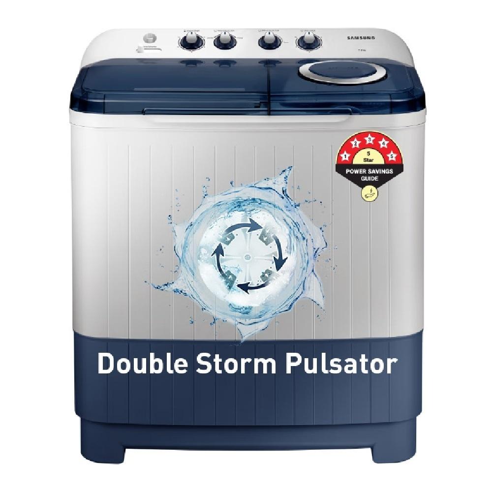 Samsung 7 kg Semi Automatic, Double Storm Pulsator, Air Turbo Drying, Magic Filter, Blue, 5 Star (WT70C3200LL)