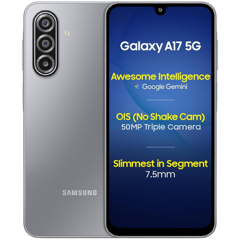 Samsung Galaxy A17 5G 128 GB, 6 GB RAM, Gray, Mobile Phone (Without Travel Adaptor)
