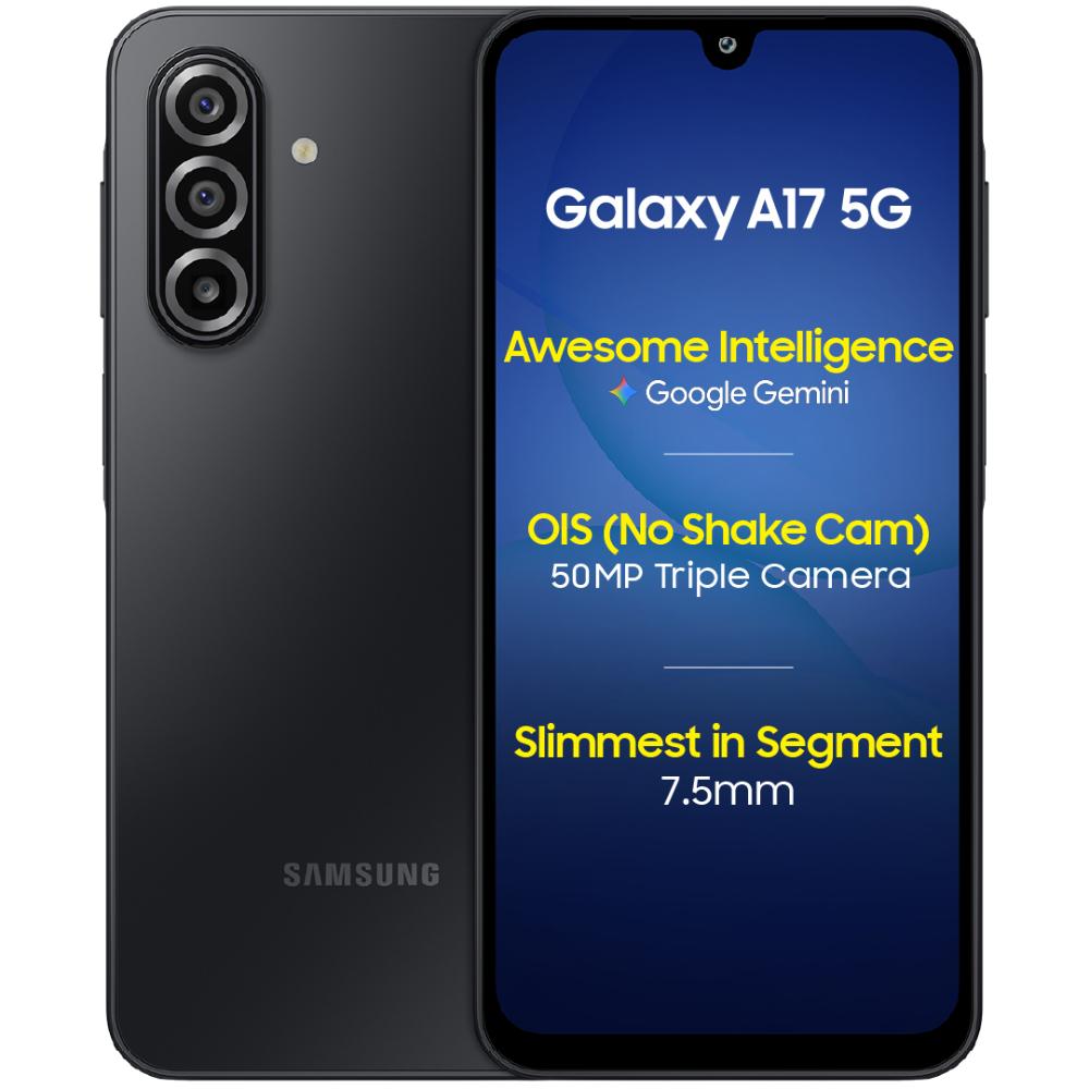 Samsung Galaxy A17 5G 128 GB, 6 GB RAM, Black, Mobile Phone (Without Travel Adaptor)