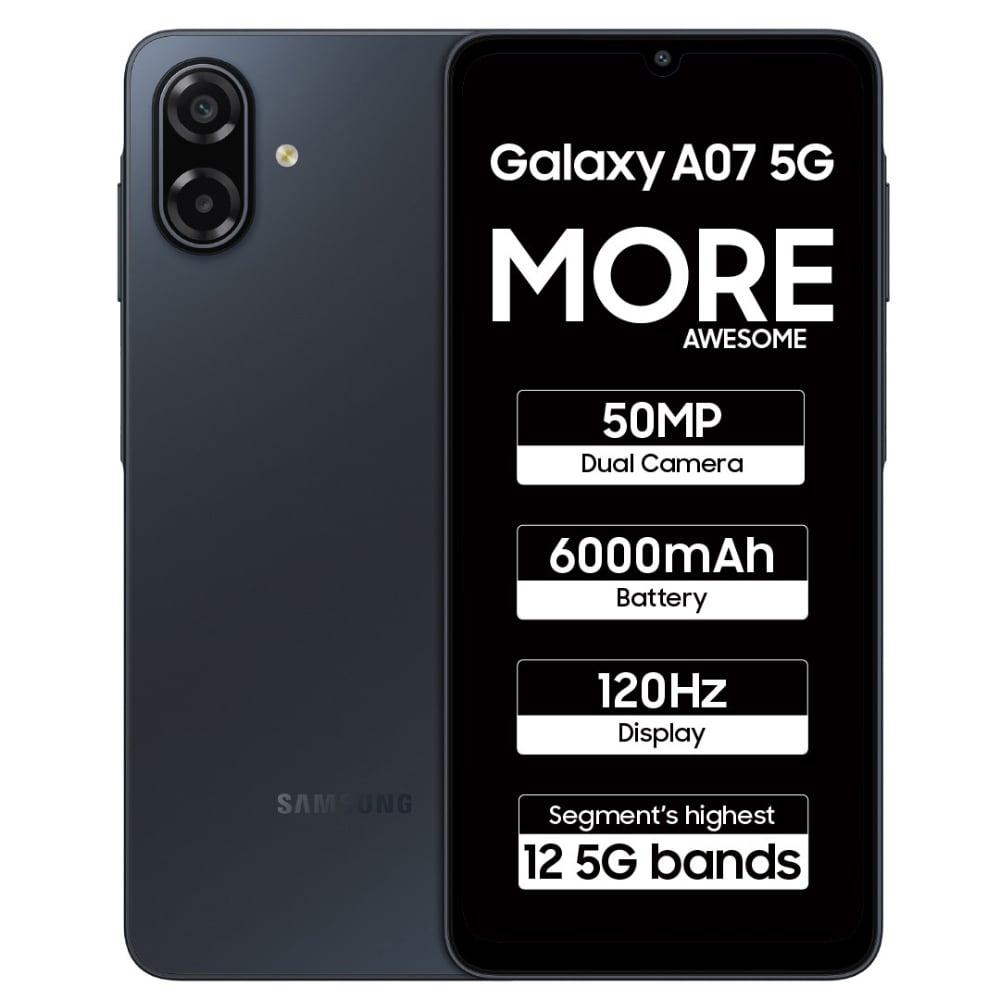 Samsung Galaxy A07 5G 128 GB, 6 GB RAM, Black, Mobile Phone