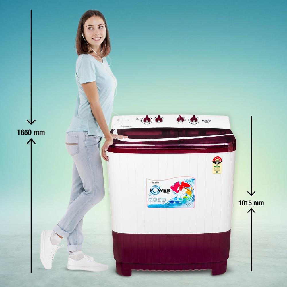 Sansui 8.5 Kg Semi Automatic Top Loading Washing Machine with 3 Wash Programs, SISA85A5R, Burgundy
