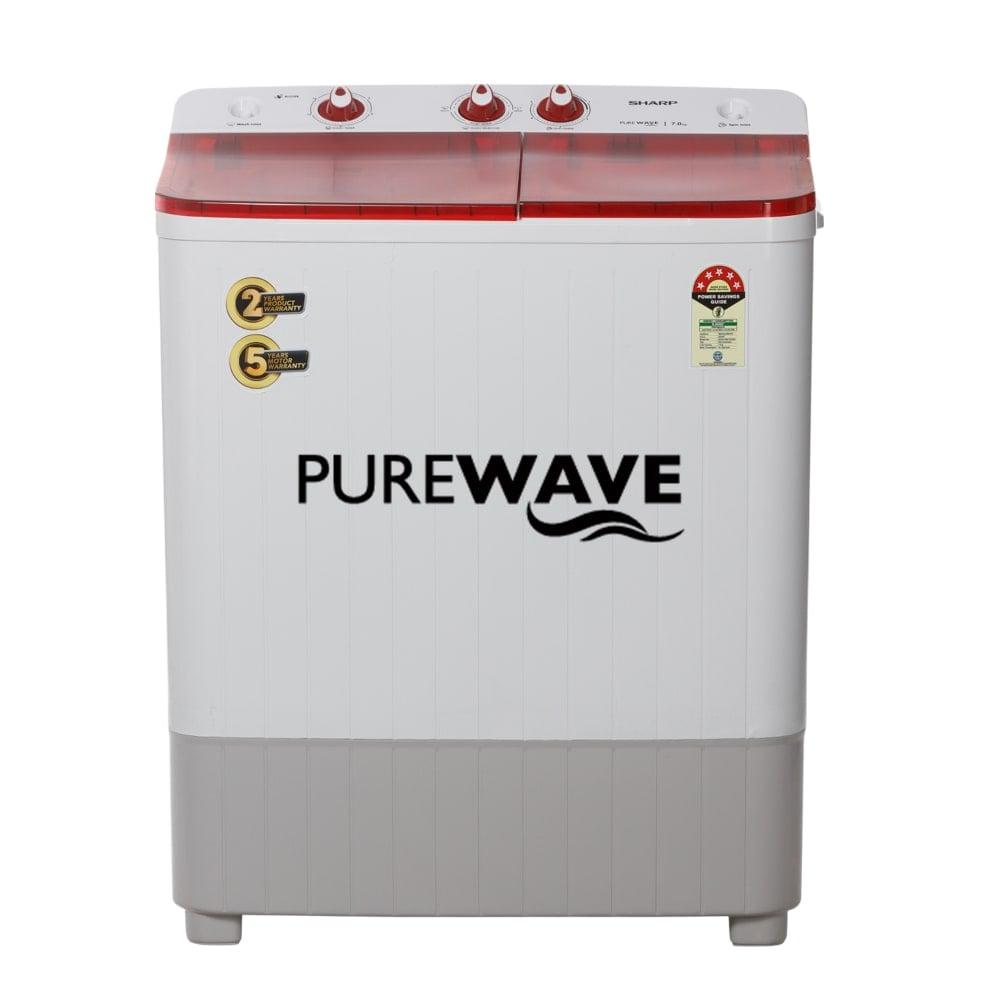 Sharp PureWave 7 Kg Top Load Semi-Automatic Washing Machine, ES-SD70NB-PR, Ruby Red