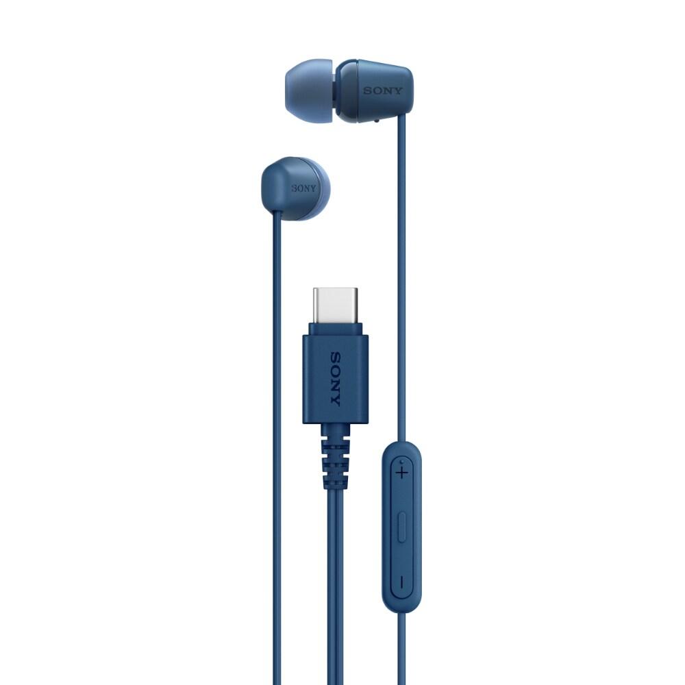 Sony IER-EX15C Wired in Ear Type C Earphone, In-Line remote for Volume & Mute Function with Mic, Tangle Free Serration Wire, Compatible with USB-C Devices, High Sound Quality (Blue)