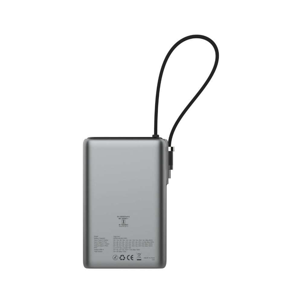 Stuffcool Giga Max 25000 mAh QCPD PB + Type-C Cable Power Bank, Grey, PBGIGAMAXGRY