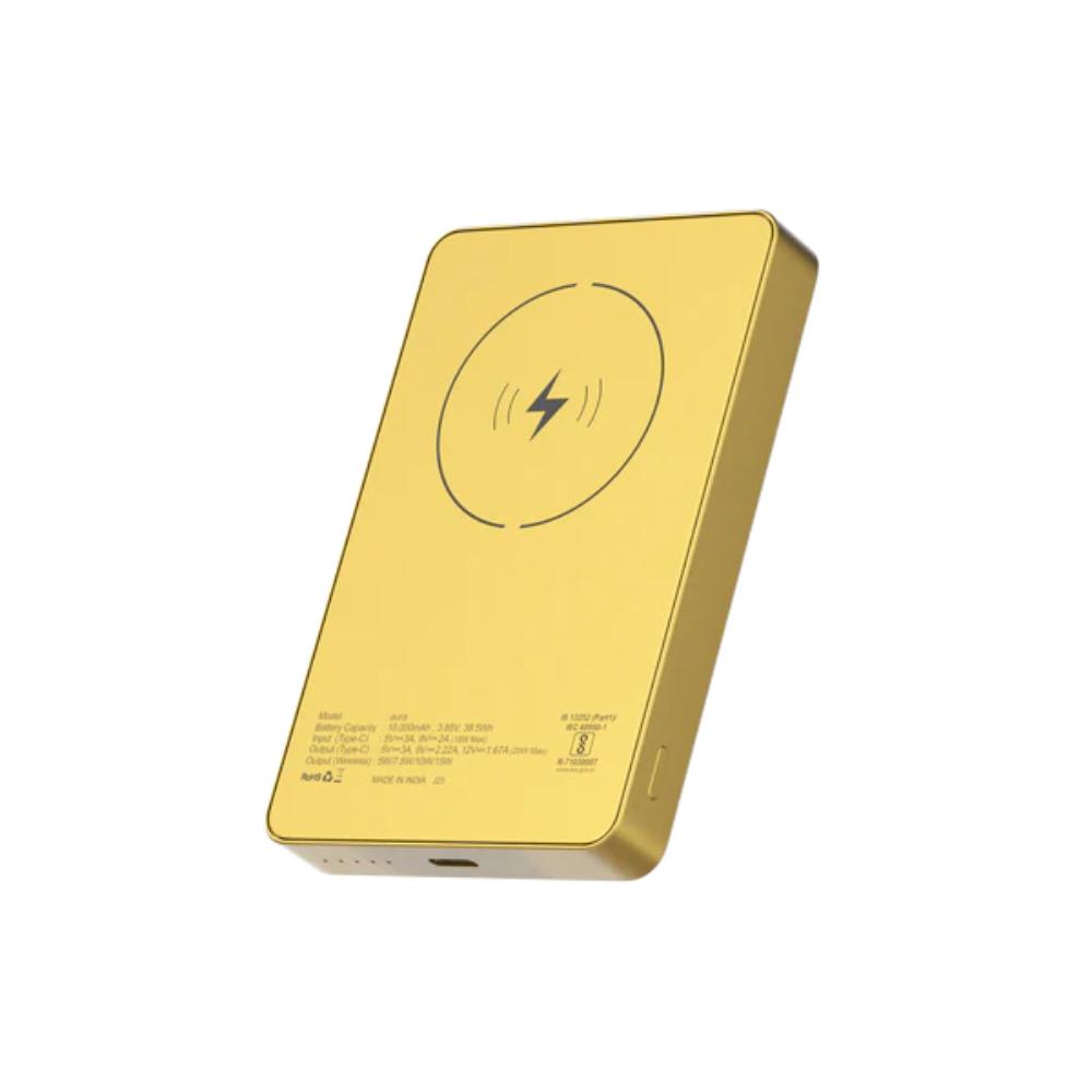 Stuffcool Aura 10000 mAh Magnetic Wireless Power Bank Gold, Gold, PBAURAGLD