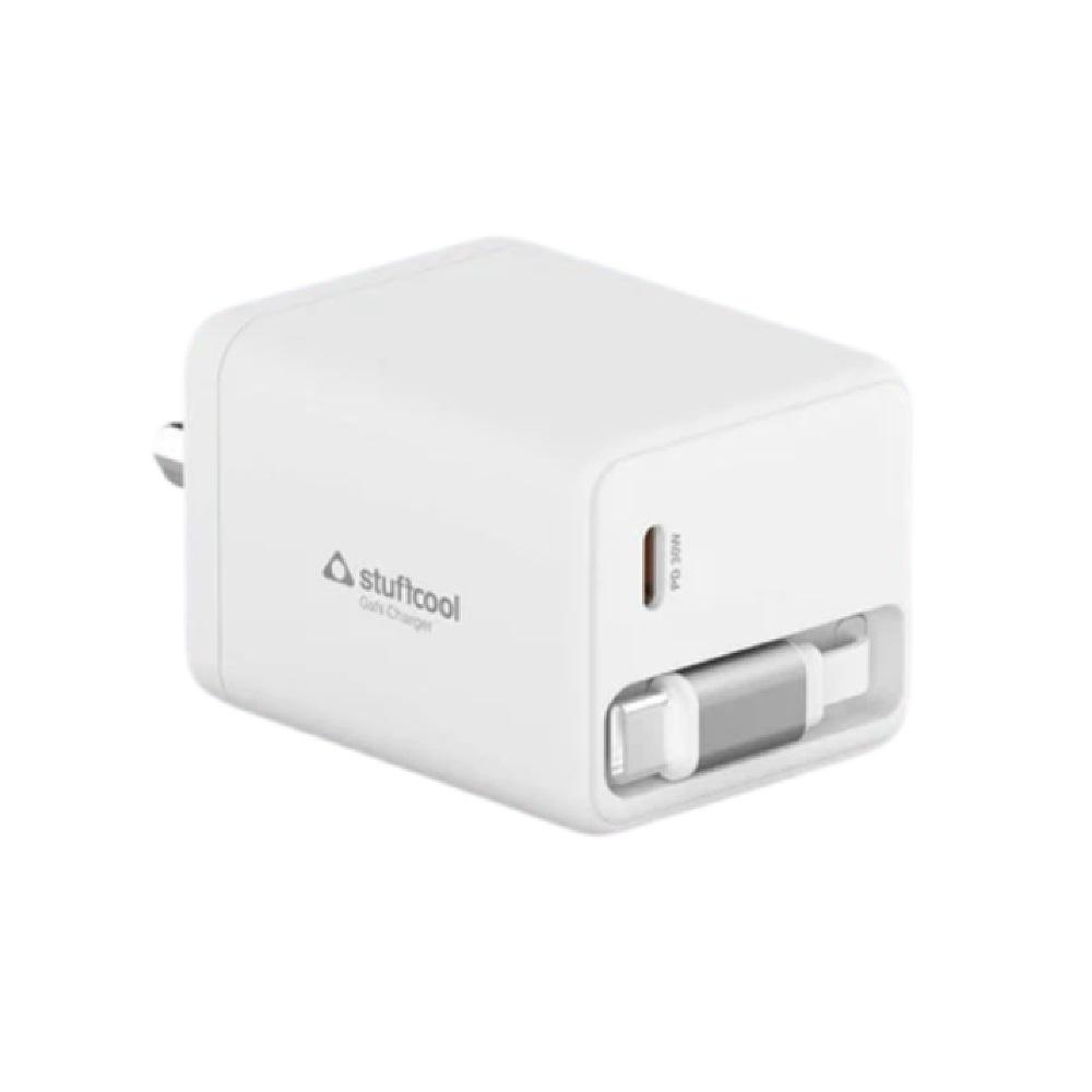 Stuffcool Zeno USB-C + Type C Cable 30 W Wall Charger, White, WCZENO30WWHT