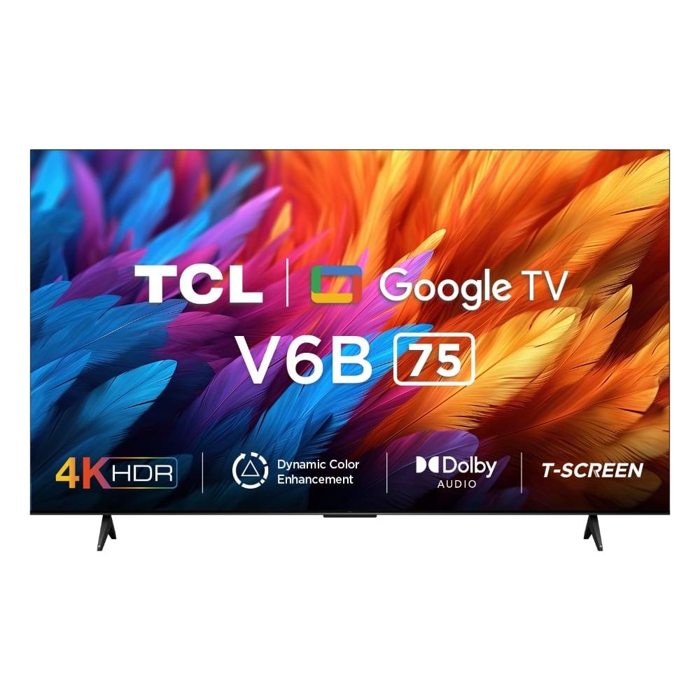 TCL 189 cm (75 inches) Metallic Bezel-Less Series 4K Ultra HD Smart LED Google TV, 75V6B, Black