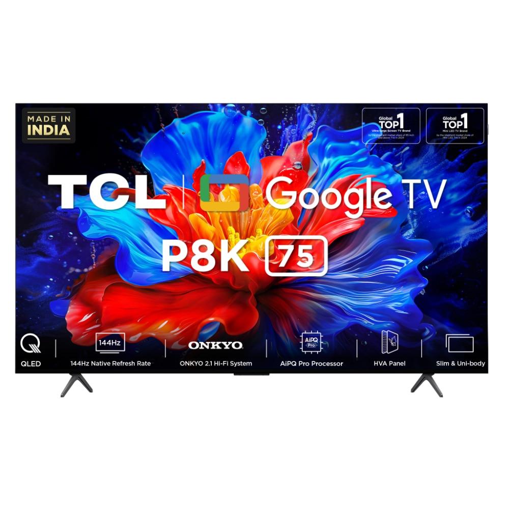 TCL 190.5 cm (75 inch) QLED Google TV, 75P8K, Black