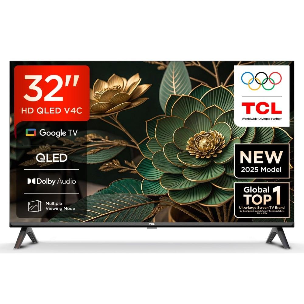 TCL 81.28 cm (32 inch) HD QLED Google TV, 32V4C, Black