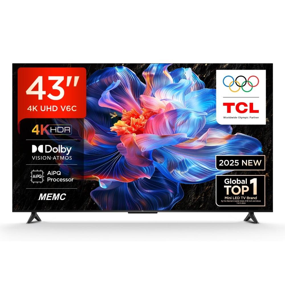 TCL 109.22 cm (43 inch) 4K UHD Google TV, 43V6C, Black