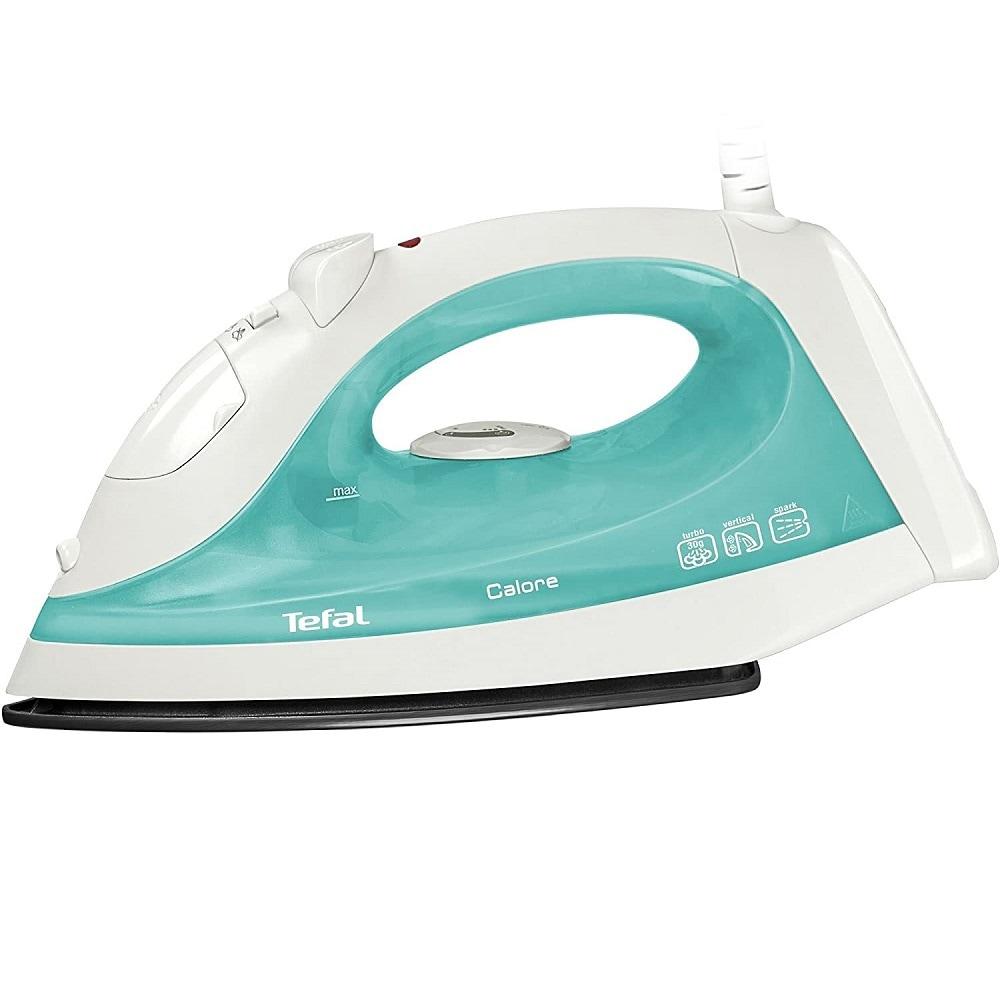 Tefal Calore, 1300 Watts, Steam Iron, 150 ML Water Tank Capacity, Non-Stick Soleplate, Green and White