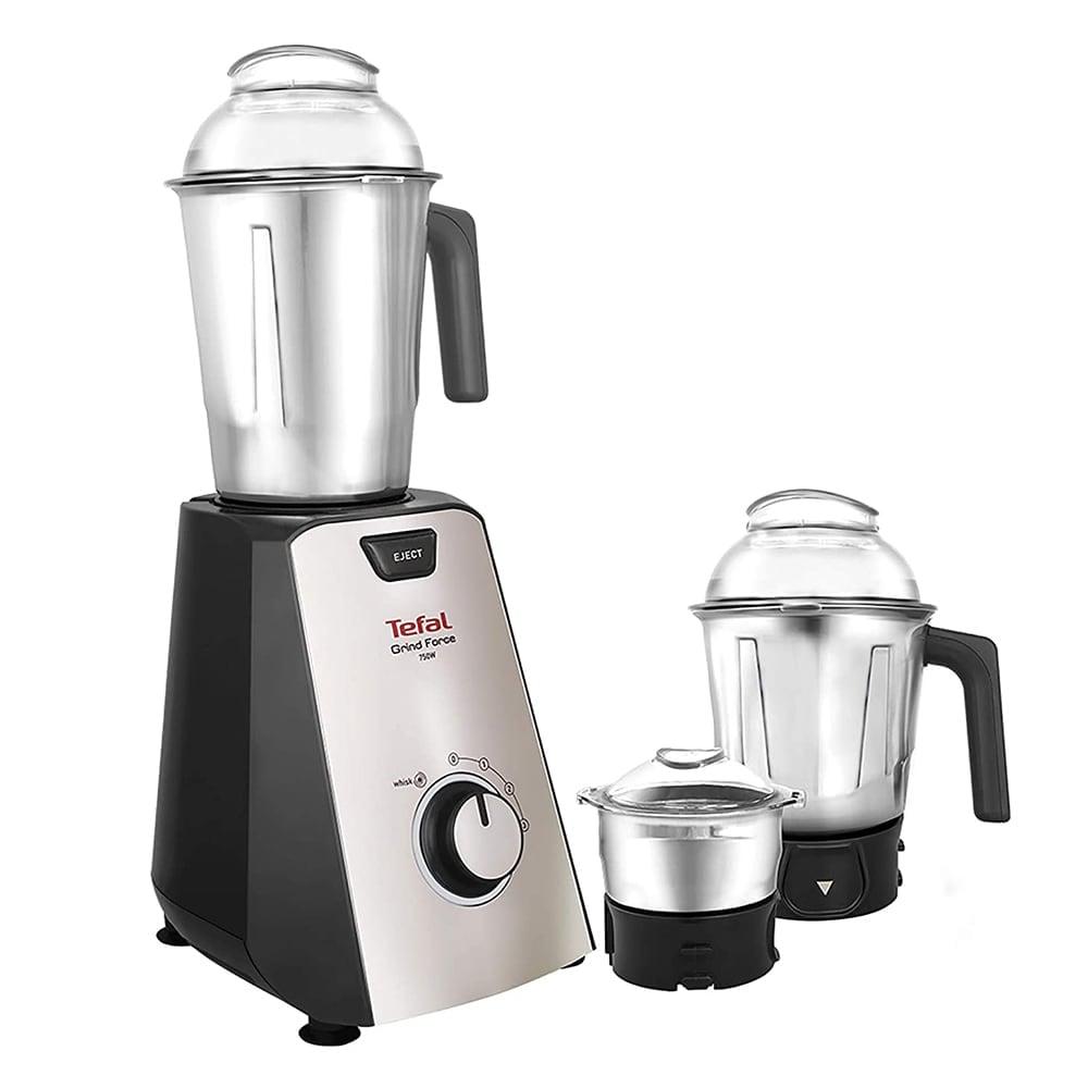 Tefal Grindforce 750 Watts 3 Jars Mixer Grinder, Black and Silver