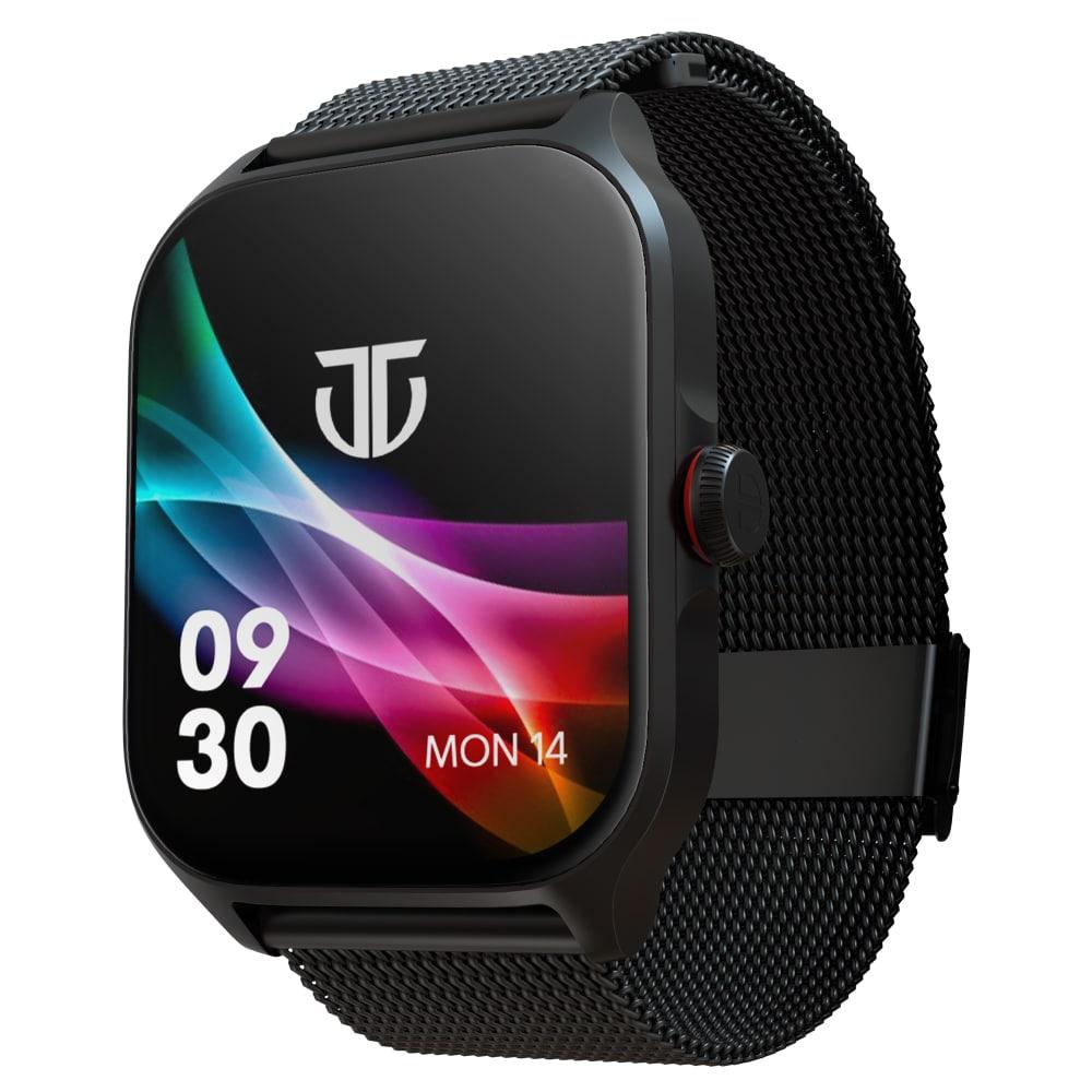 Titan Zeal Premium Metal Smartwatch with 4.69 cm (1.85 inch) AMOLED Display, BT Calling, AI Coach, 100+ Sports Modes, Voice Assistant & IP68 Water Resistance, Black & Black Mesh