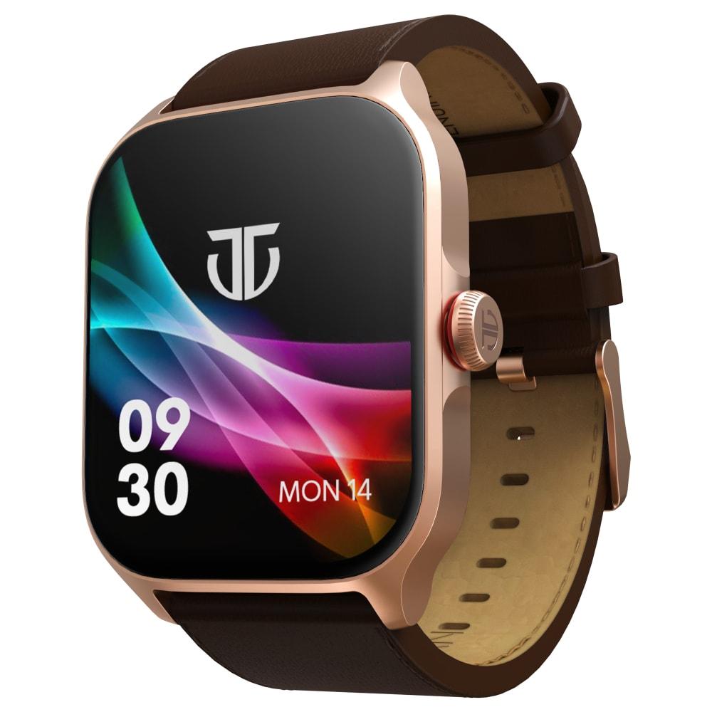 Titan Zeal Premium Metal Smartwatch with 4.69 cm (1.85 inch) AMOLED Display, BT Calling, AI Coach, 100+ Sports Modes, Voice Assistant & IP68 Water Resistance, Rose Gold & Brown Leather