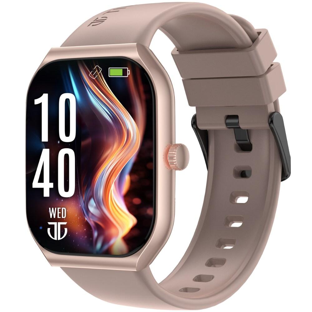 Titan Smart 3 Premium Metal Smartwatch with 4.97 cm (1.96 inch) Super AMOLED Display, BT Calling, 100+ Sports Modes, Alexa Built-in, IP68 Water Resistance & NitroFast Charging, Dull Gold (Beige)