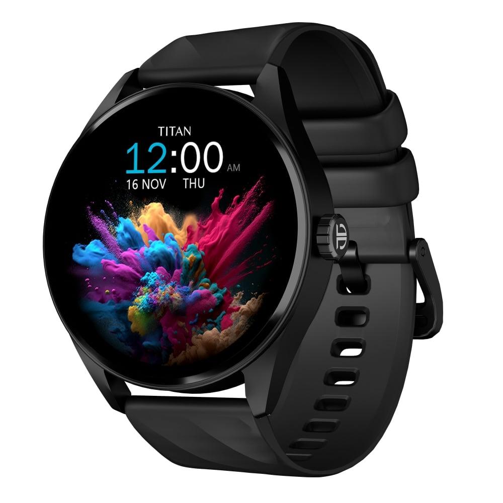 Titan Crest Premium Metal Smartwatch with 3.63 cm (1.43 inch) AMOLED Display, BT Calling, AI Voice Assistant, 100+ Sports Modes & IP68 Water Resistance (Black)