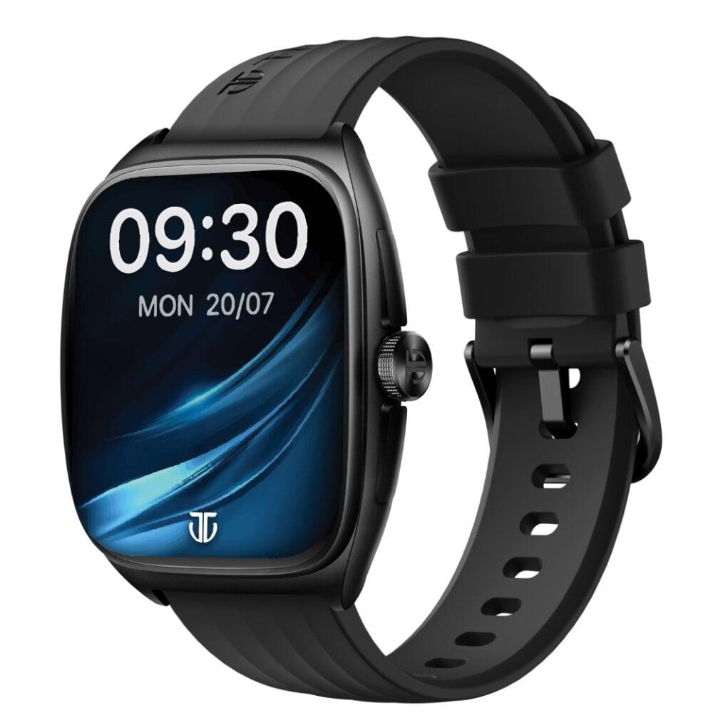 Titan Smart Evolution Smartwatch with 4.6 cm (1.85 inch) Curved AMOLED Display, SingleSync BT Calling, 8+ Day Battery Life, Liquid Silicon Strap -Black (Black Silicon)