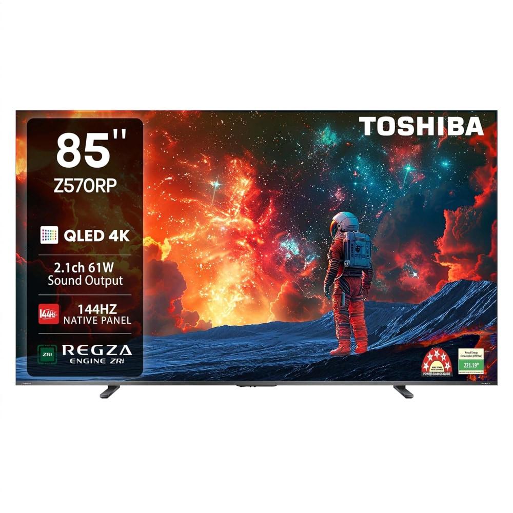 Toshiba 215.9 cm (85 inch) 4K UHD QLED VIDAA OS TV, 85Z570RP, Black