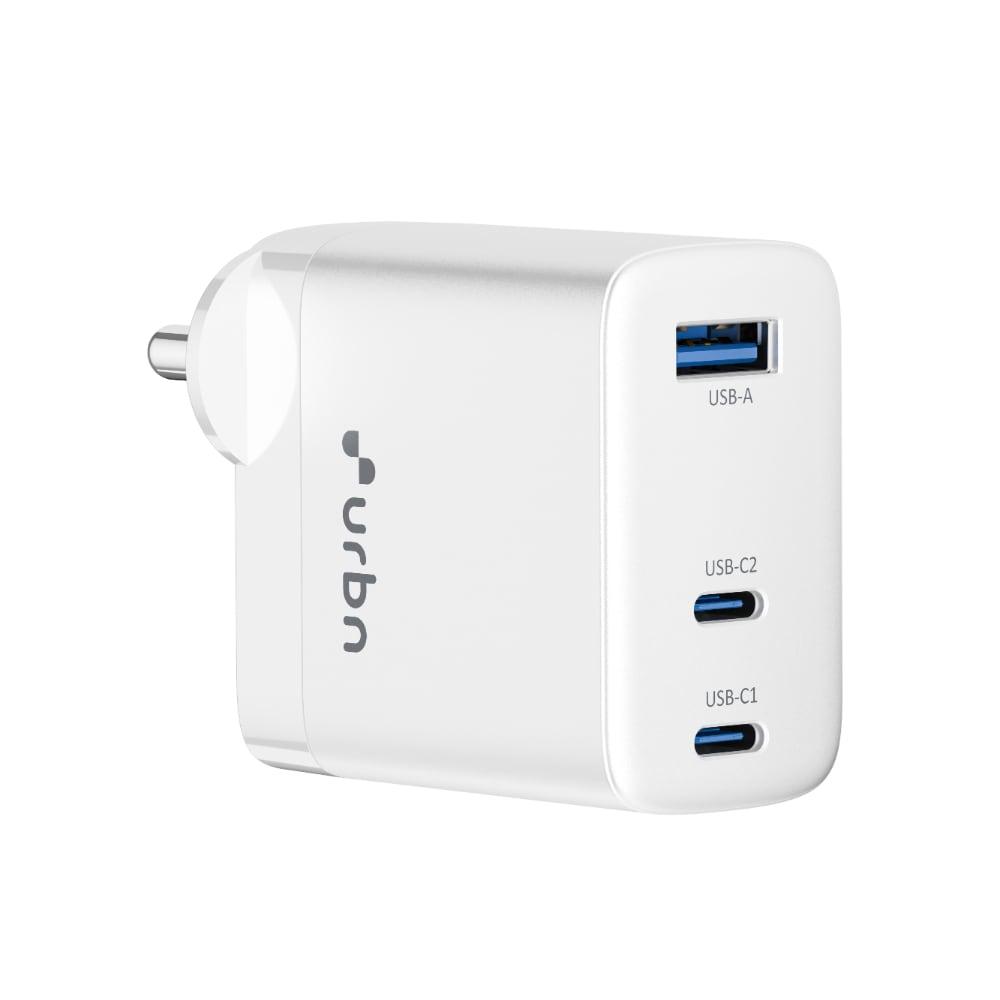 Urbn 67 watts GaN 3 Port Wall Charger, White