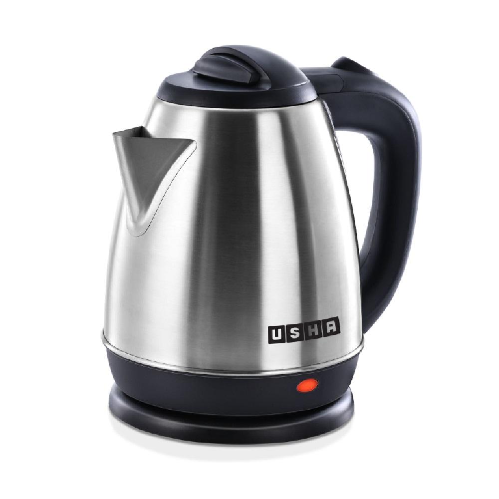 Usha Stainless Steel 1.5 L 1350 W Electric Kettle, Silver and Black