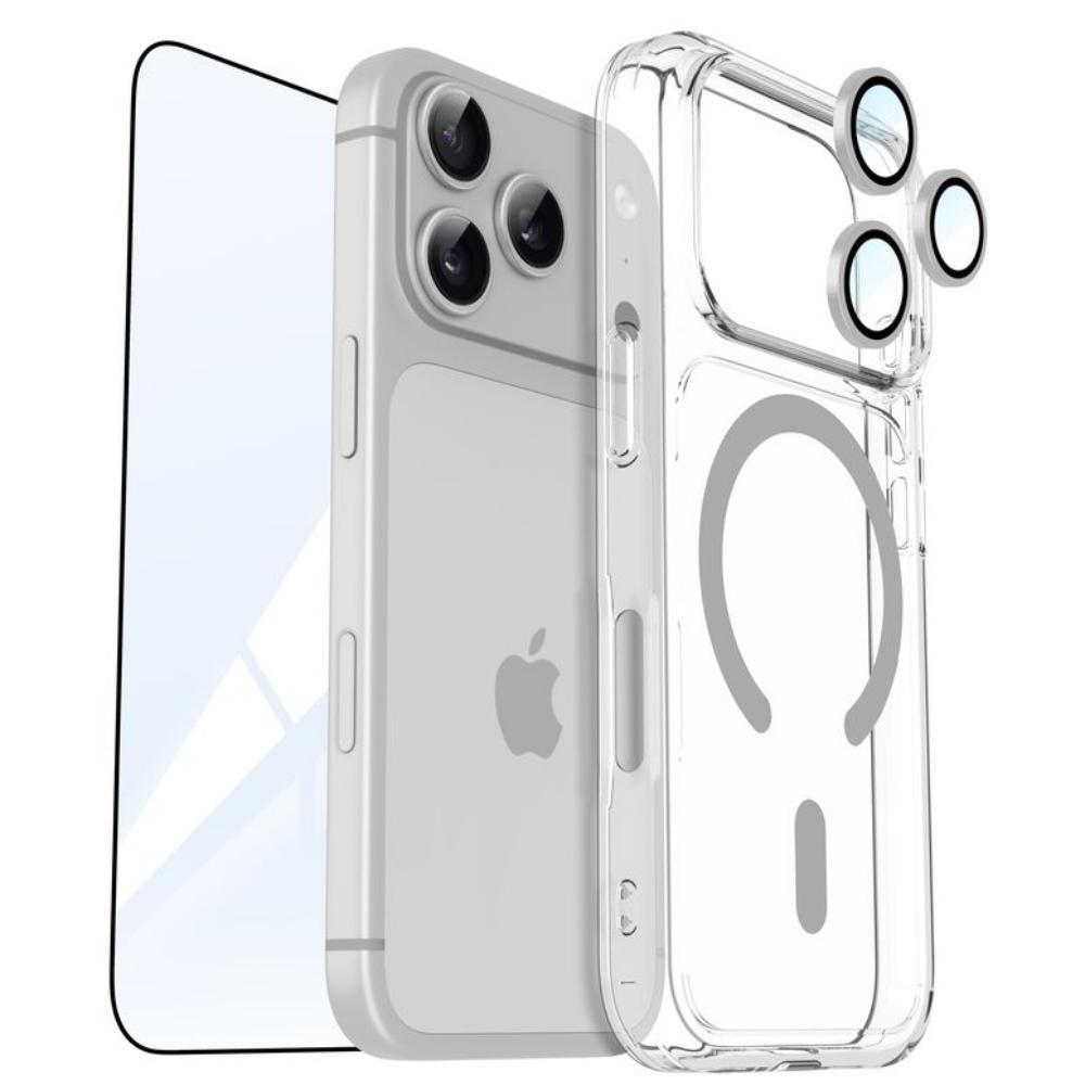 Vaku 3 in 1 Combo MagPro Clear Case, Tempered Glass and Camera Lens Kit for Apple iPhone 18 Pro Max