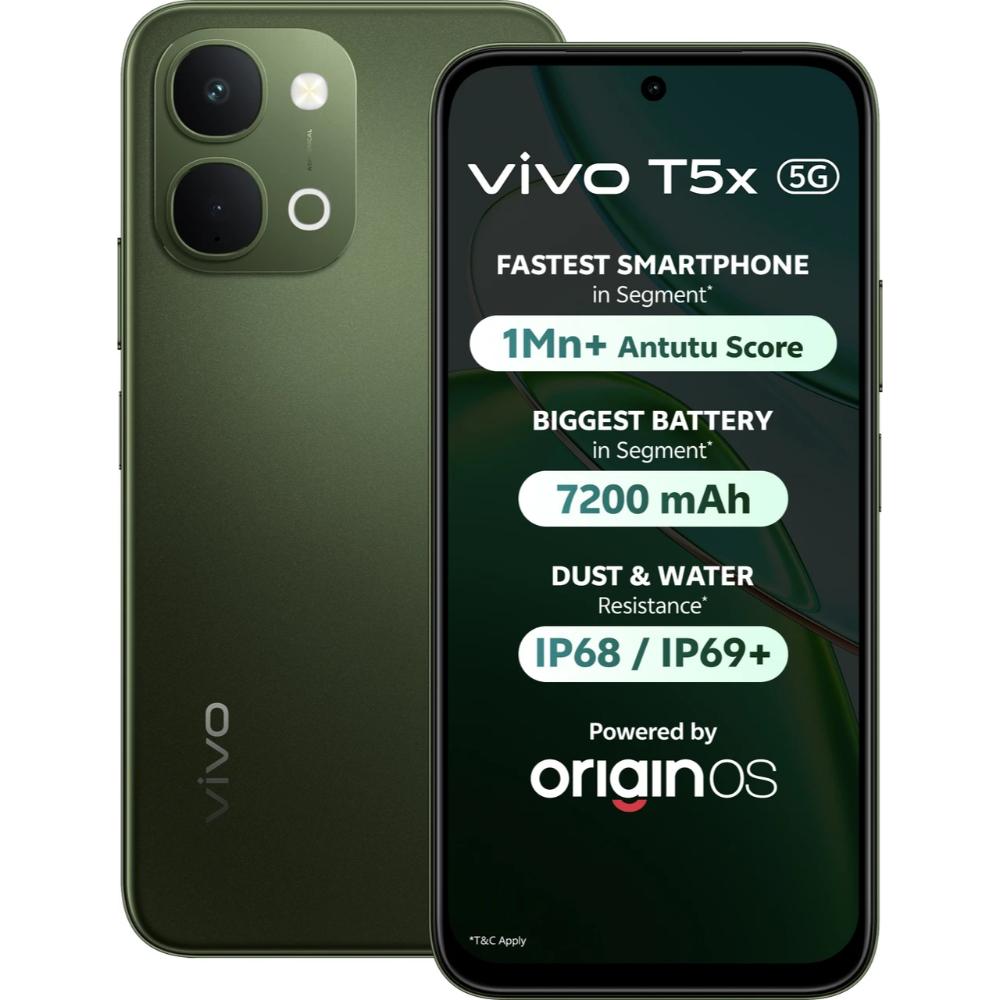 Vivo T5x 5G 256 GB, 8 GB RAM, Cyber Green, Mobile Phone