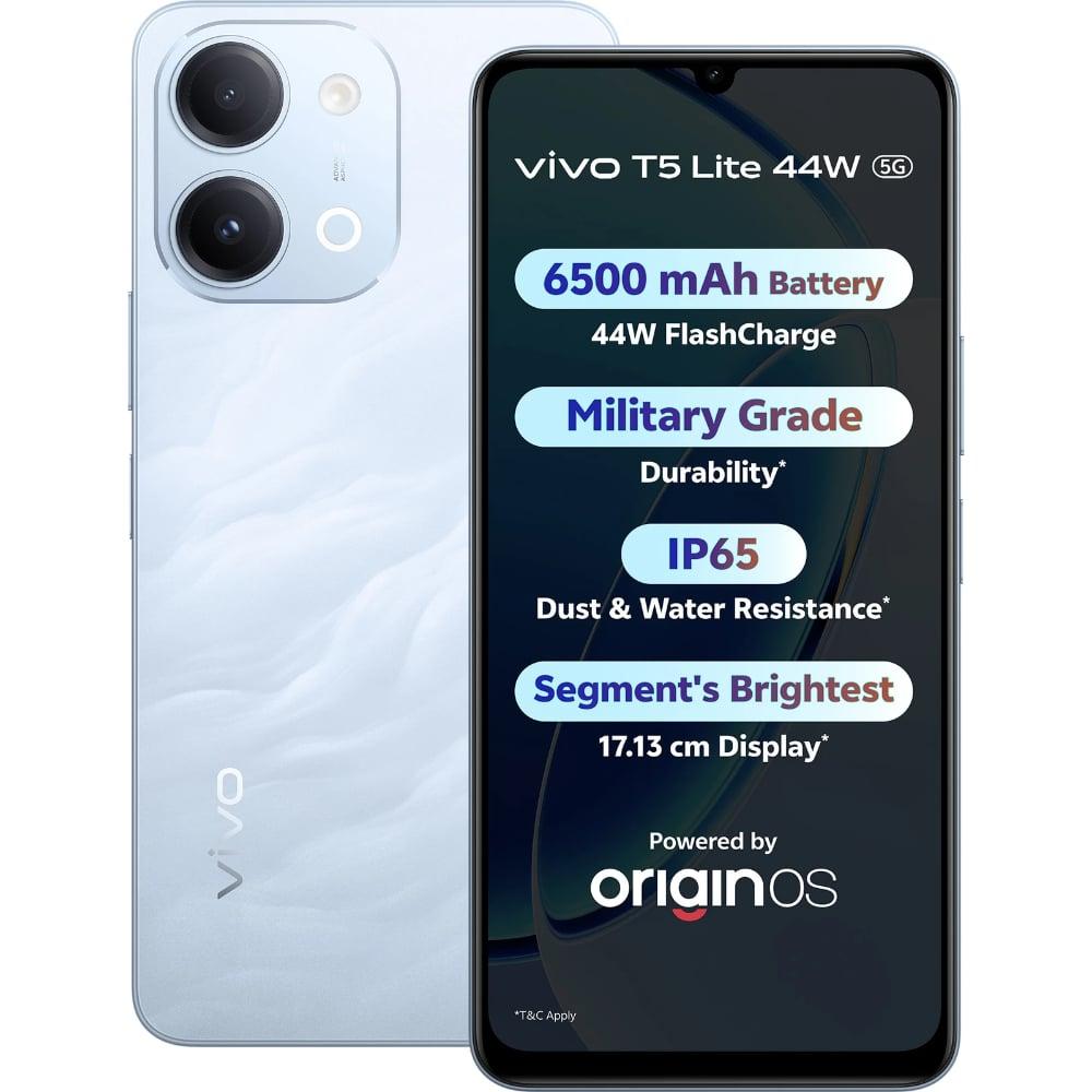 Vivo T5 Lite 5G 128 GB, 6 GB RAM, Wave Blue, Mobile Phone