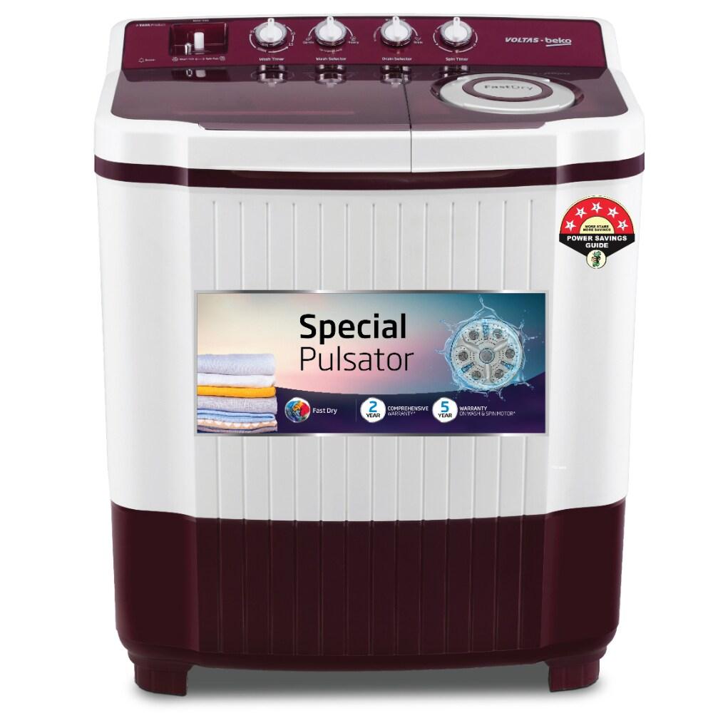 Voltas Beko 9 kg Semi Automatic, Dual Waterfall, Wing Pulsator, Lint filter, Burgundy, 5 star (WTT90UCA/BRSSWH4PTR0)