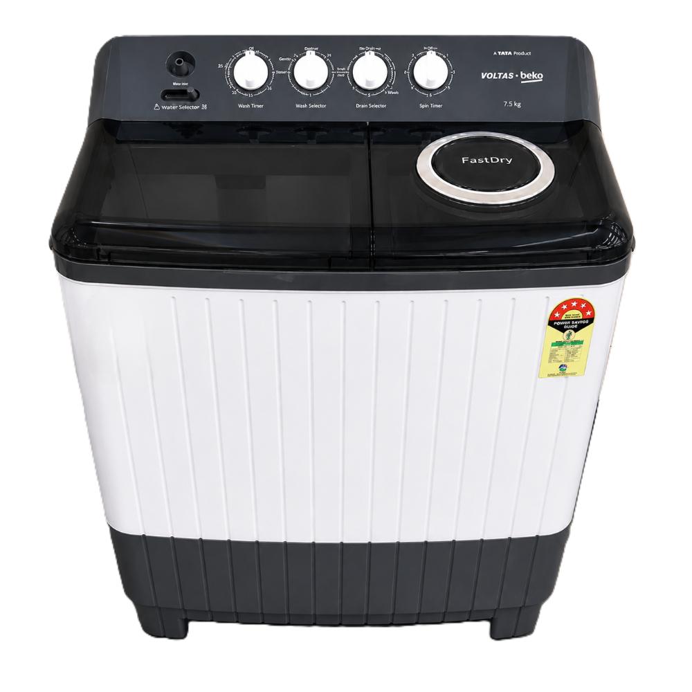 Voltas Beko 7.5 Kg Top Load Semi-Automatic Washing Machine, OK4S1S1W03E, Grey