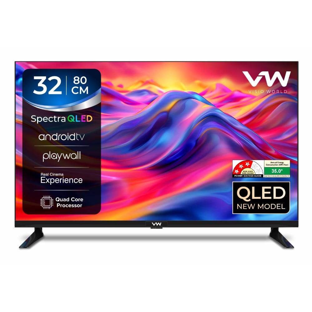 VW 80 cm (32 inches), OptimaX Series HD Ready Smart QLED Android TV, Black, VW32AQ1