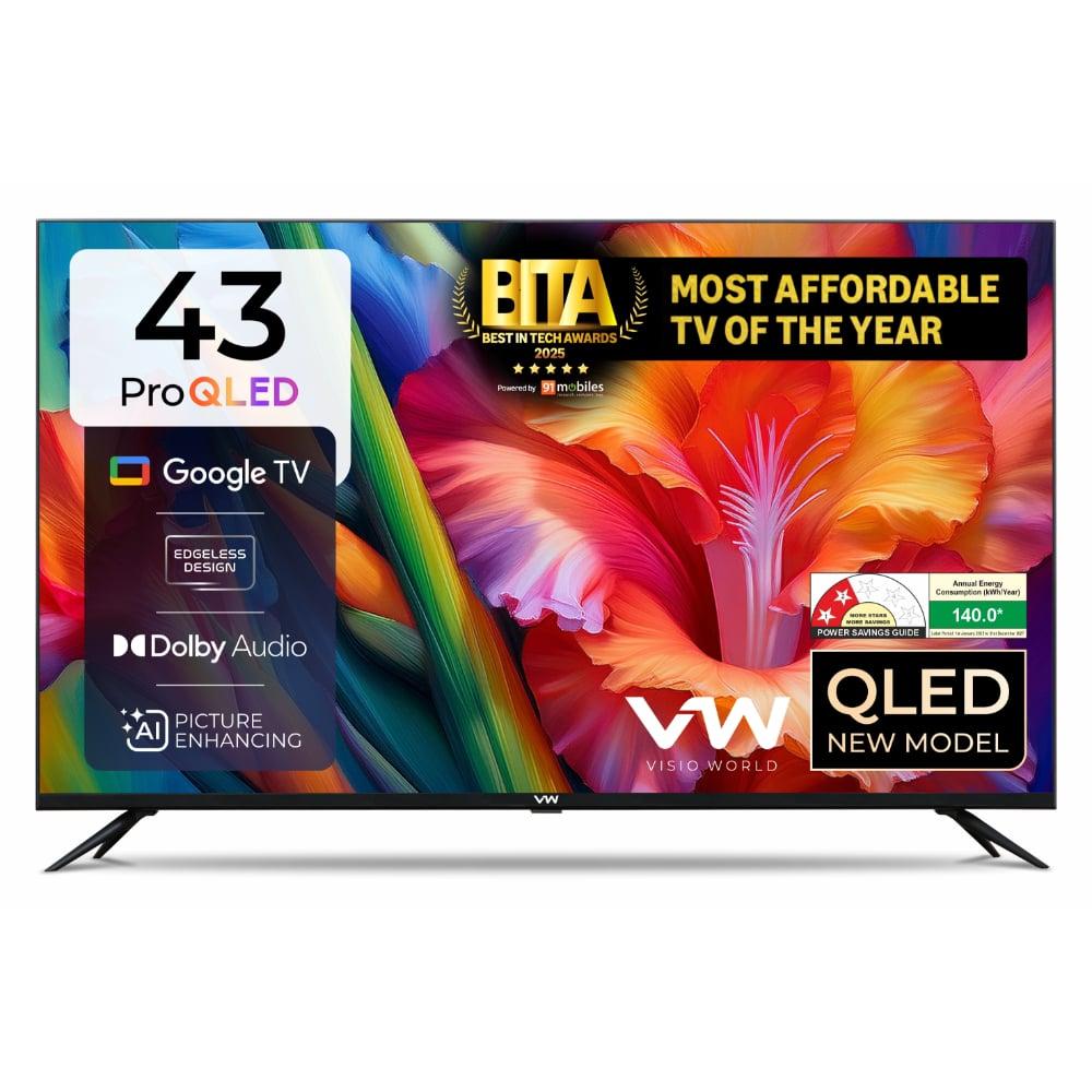 VW 108 cm (43 inches), Pro Series 4K Ultra HD Smart QLED Google TV, Black, VW43GQ1